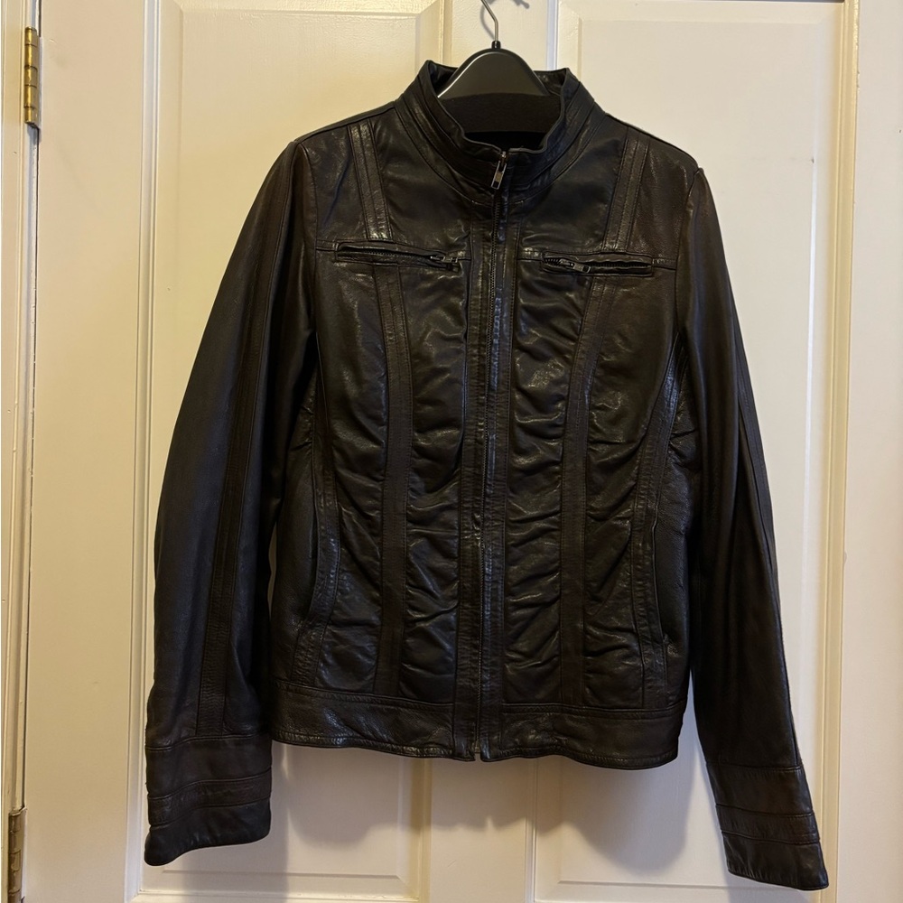 Black Rivet Women's Leather Jacket. Black/brownish.
